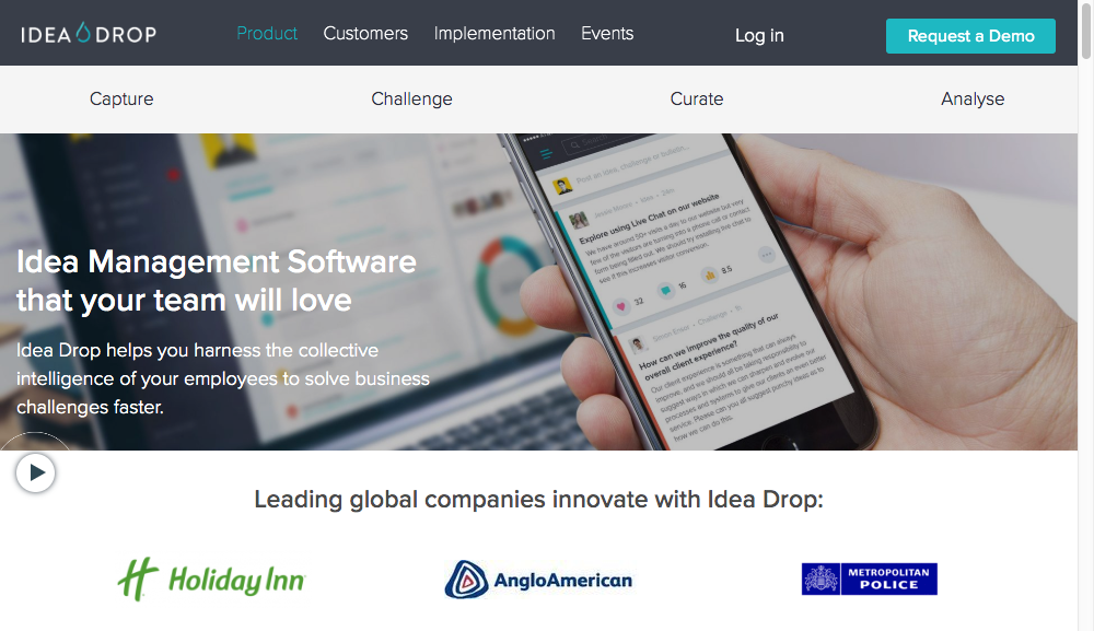 Screenshot of Idea Drop website