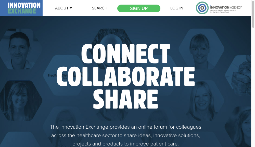 Screenshot of Innovation Exchange website
