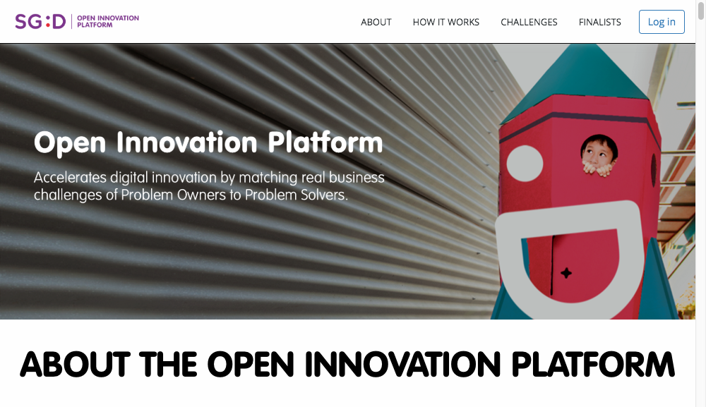 Screenshot of Open Innovation Platform – Infocomm Media Development Authority website